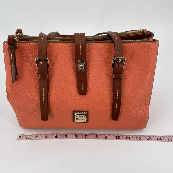 Dooney & Bourke Miller Satchel Leather Bag Coral Pink Brown Pebbled Leather NEW - Picture 3 of 11